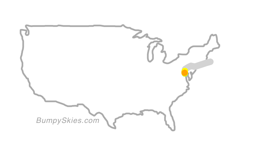 Map of continental US with illustrated flight path and turbulence forecast (described in text below)