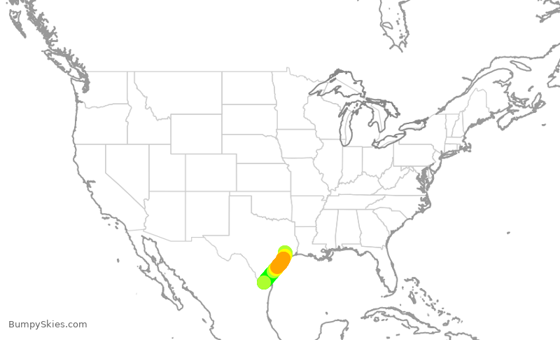 Turbulence forecast map for UCA3262, IAH to MFE