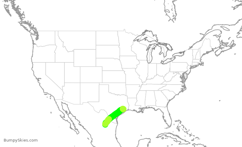 Turbulence forecast map for UCA3262, SLW to IAH