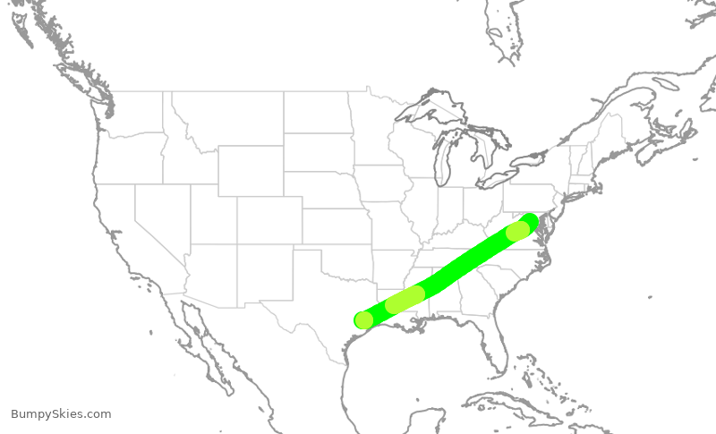 Turbulence forecast map for UCA3263, IAD to IAH