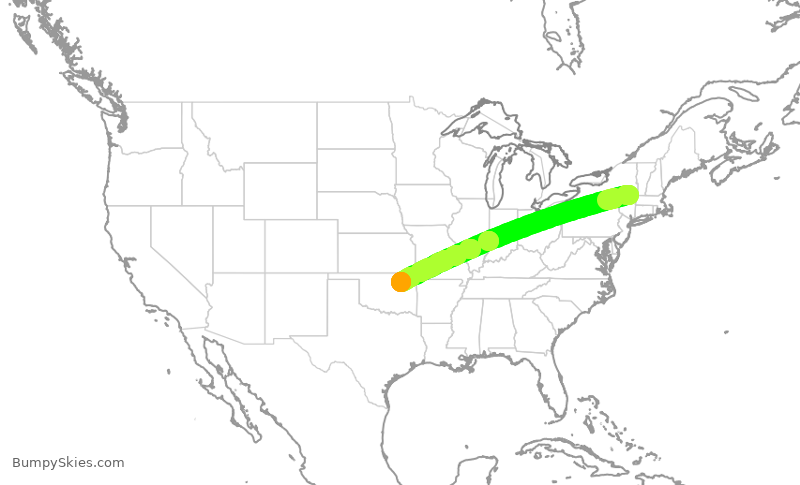 Turbulence forecast map for UCA3280, ALB to TUL
