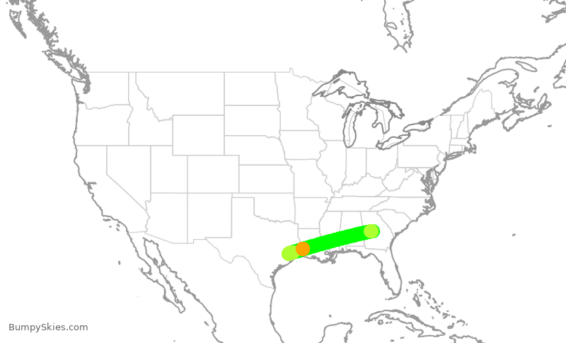 Turbulence forecast map for UCA3282, MCN to IAH