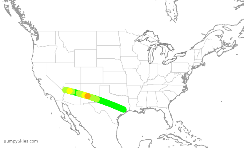 Turbulence forecast map for UCA3283, IAH to KIGM