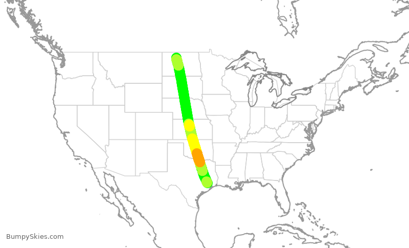 Turbulence forecast map for UCA4110, IAH to MOT