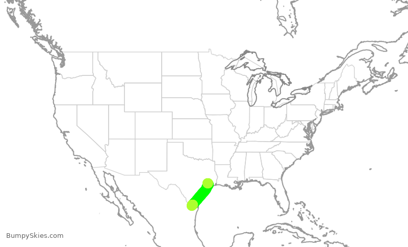 Turbulence forecast map for UCA4225, IAH to MFE