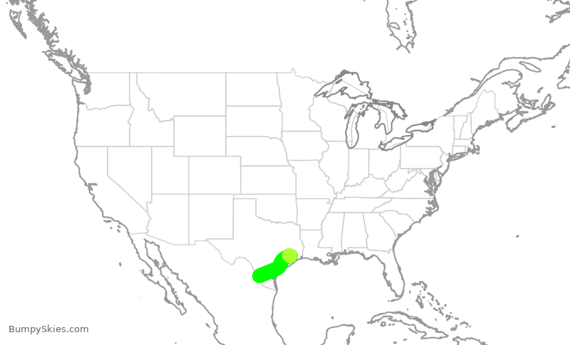Turbulence forecast map for UCA4226, LRD to IAH