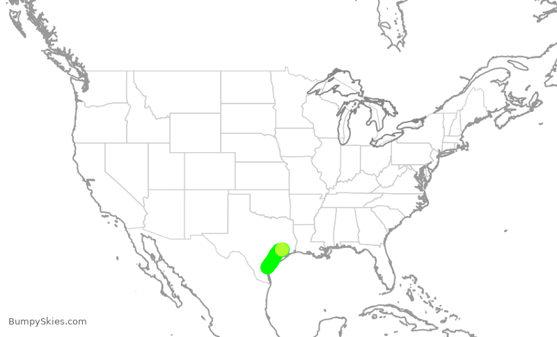 Turbulence forecast map for UCA4249, CRP to IAH
