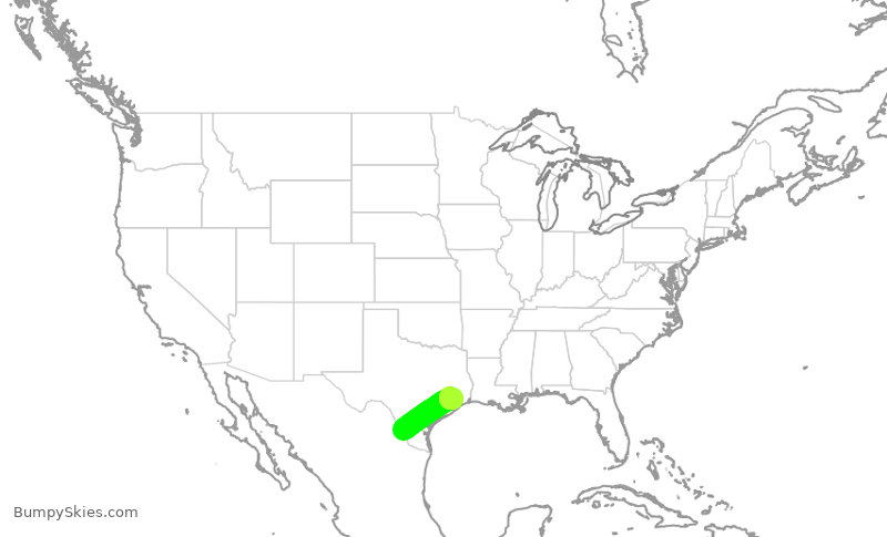 Turbulence forecast map for UCA4249, LRD to IAH