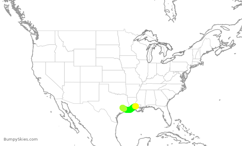 Turbulence forecast map for UCA4251, BTR to IAH