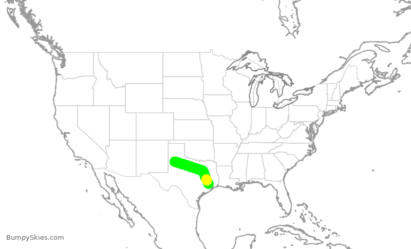 Turbulence forecast map for UCA4261, IAH to LBB