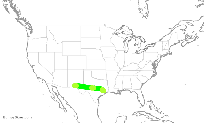 Turbulence forecast map for UCA4264, ELP to IAH