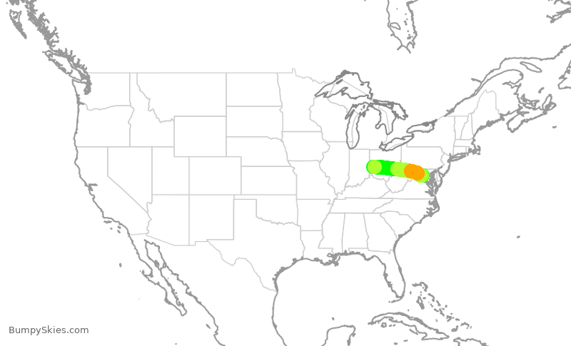 Turbulence forecast map for UCA4267, DAY to IAD