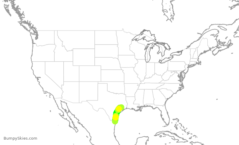 Turbulence forecast map for UCA4271, BRO to IAH