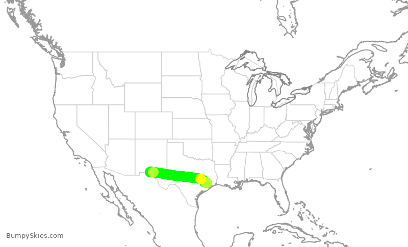 Turbulence forecast map for UCA4275, ELP to IAH
