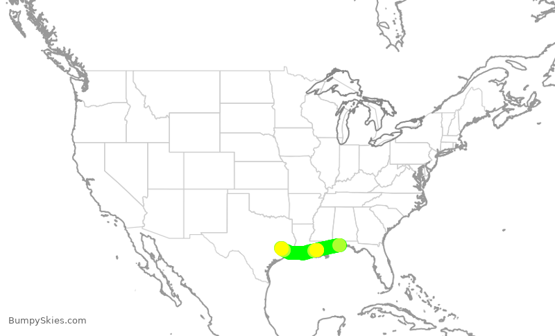 Turbulence forecast map for UCA4285, PNS to IAH