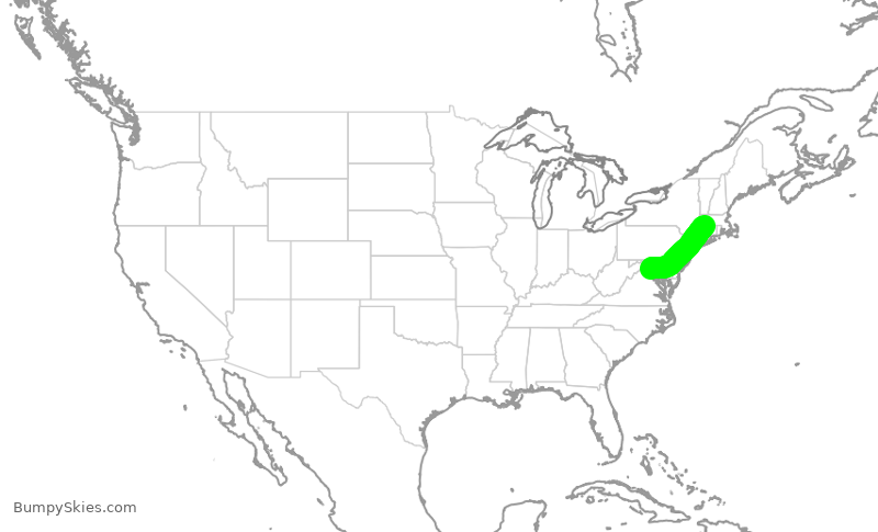 Turbulence forecast map for UCA4294, IAD to BDL