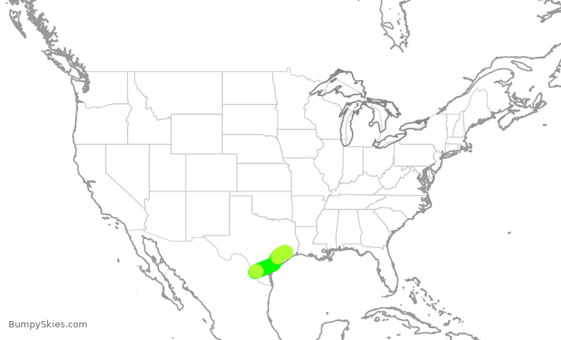 Turbulence forecast map for UCA4297, LRD to IAH