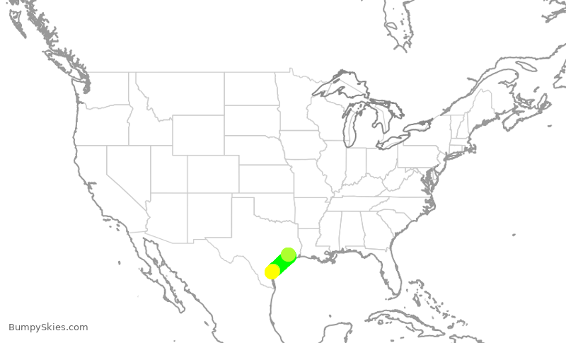 Turbulence forecast map for UCA4308, IAH to CRP