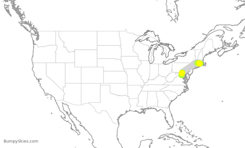 Turbulence forecast map for UCA4310, PVD to IAD
