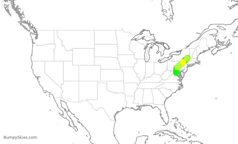 Turbulence forecast map for UCA4317, IAD to ALB
