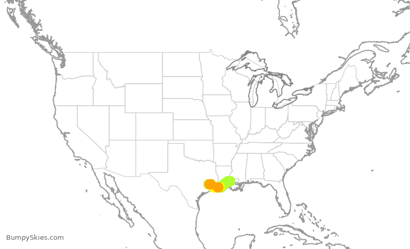 Turbulence forecast map for UCA4322, BTR to IAH