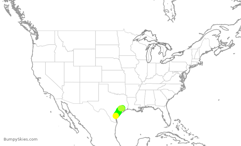 Turbulence forecast map for UCA4322, CRP to IAH