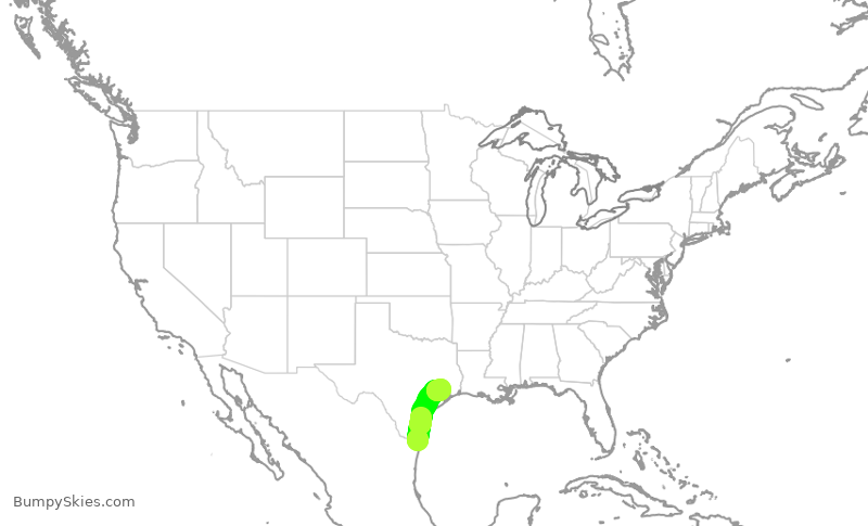 Turbulence forecast map for UCA4329, BRO to IAH