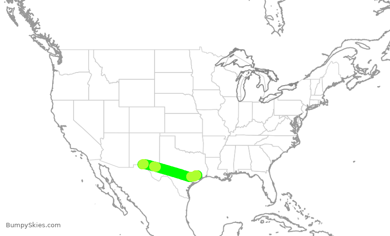 Turbulence forecast map for UCA4345, ELP to IAH