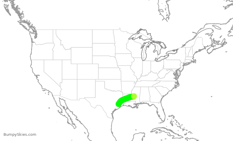 Turbulence forecast map for UCA4347, IAH to JAN