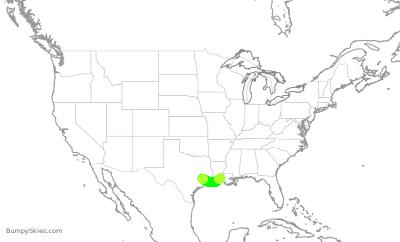 Turbulence forecast map for UCA4356, LFT to IAH
