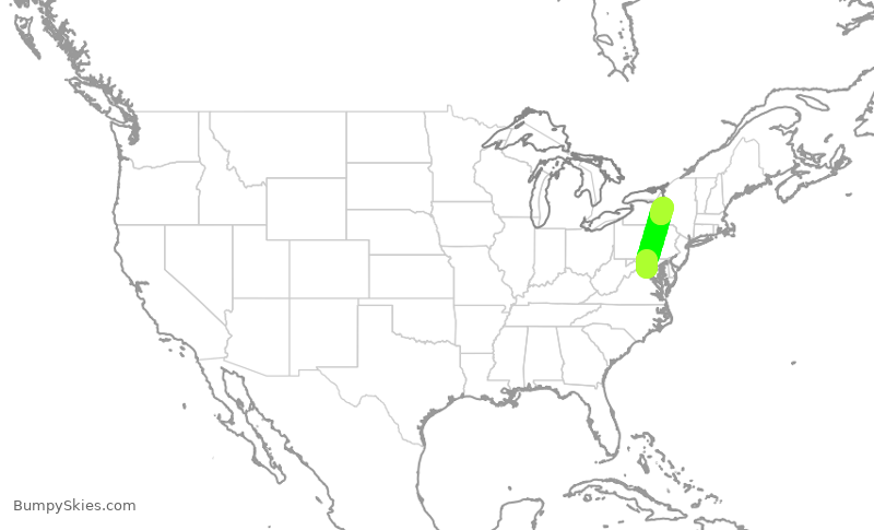 Turbulence forecast map for UCA4360, IAD to SYR