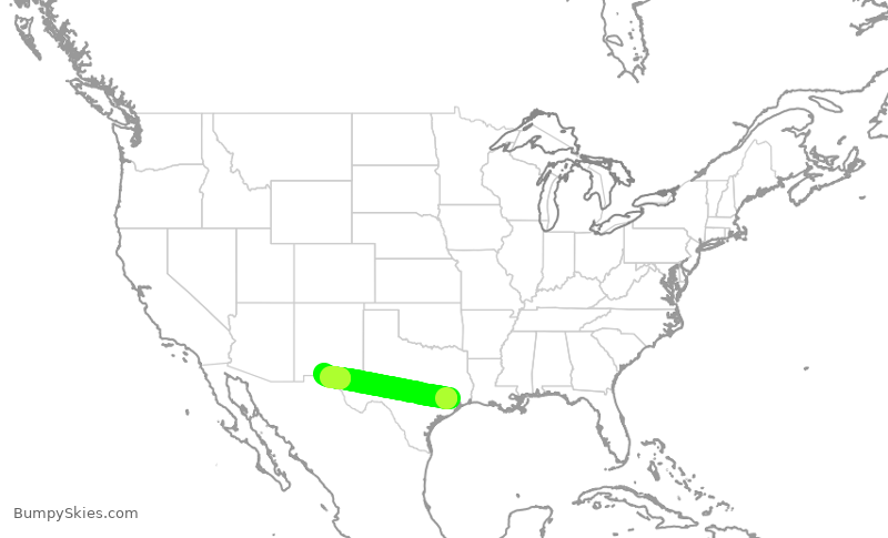 Turbulence forecast map for UCA4361, IAH to ELP