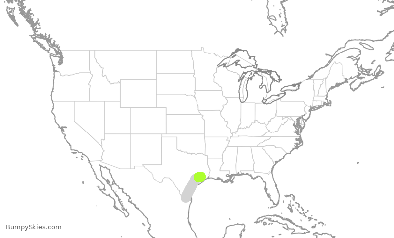 Turbulence forecast map for UCA4361, MFE to IAH