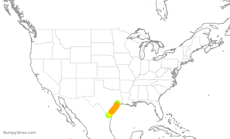 Turbulence forecast map for UCA4366, IAH to MFE