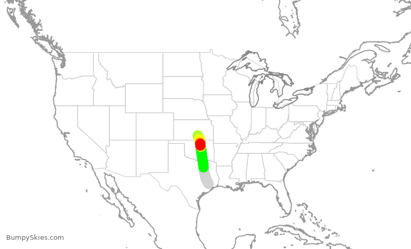 Turbulence forecast map for UCA4367, IAH to ICT