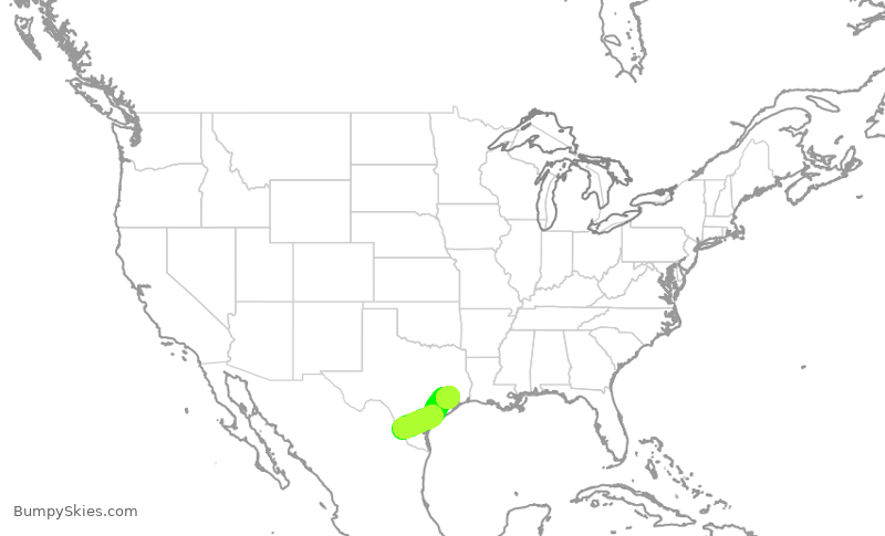 Turbulence forecast map for UCA4374, LRD to IAH