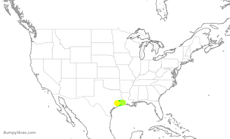 Turbulence forecast map for UCA4375, IAH to LCH