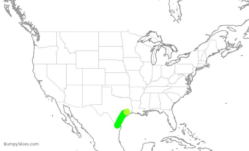 Turbulence forecast map for UCA4376, MFE to IAH