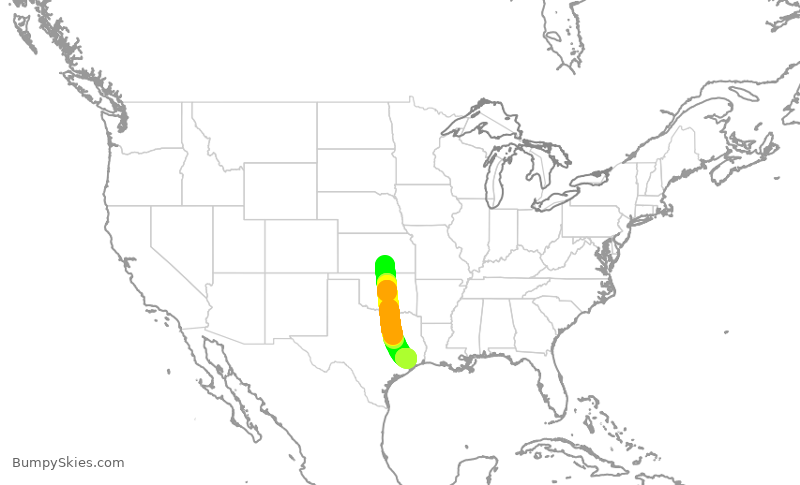 Turbulence forecast map for UCA4378, ICT to IAH