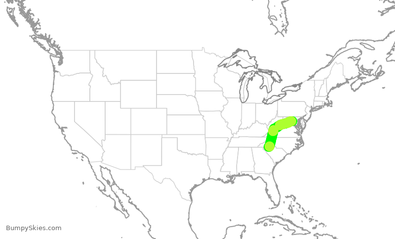 Turbulence forecast map for UCA4810, GSP to IAD