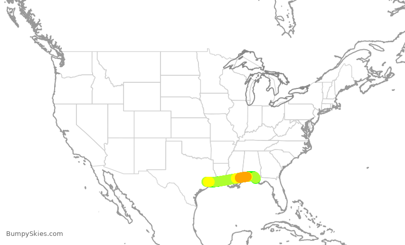 Turbulence forecast map for UCA4811, IAH to ECP
