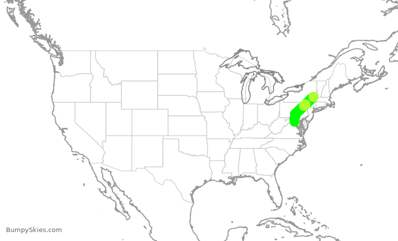 Turbulence forecast map for UCA4812, IAD to ALB