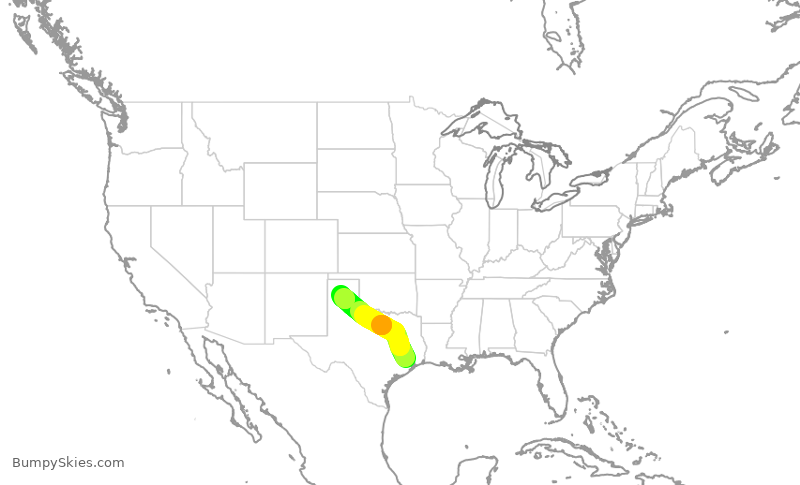 Turbulence forecast map for UCA4817, IAH to AMA