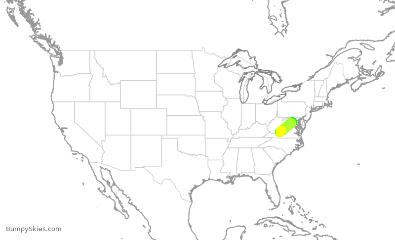 Turbulence forecast map for UCA4826, IAD to ROA