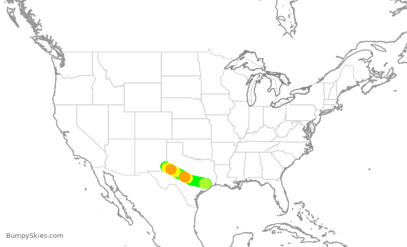 Turbulence forecast map for UCA4846, IAH to HOB