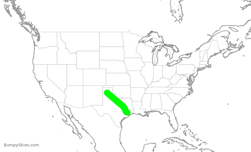 Turbulence forecast map for UCA4855, AMA to IAH