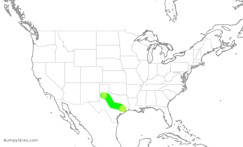 Turbulence forecast map for UCA4859, LBB to IAH