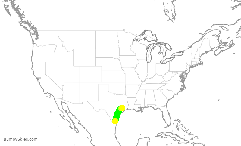 Turbulence forecast map for UCA4870, HRL to IAH