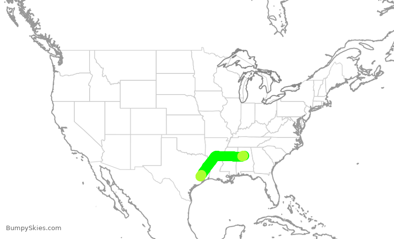 Turbulence forecast map for UCA4872, IAH to BHM
