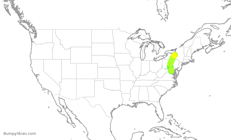 Turbulence forecast map for UCA4876, SYR to IAD